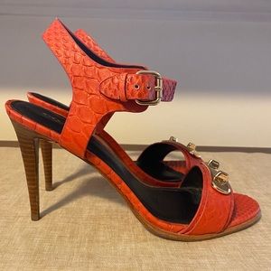 Coach Isla Snake Leather High Heel Sandals 8.5 M